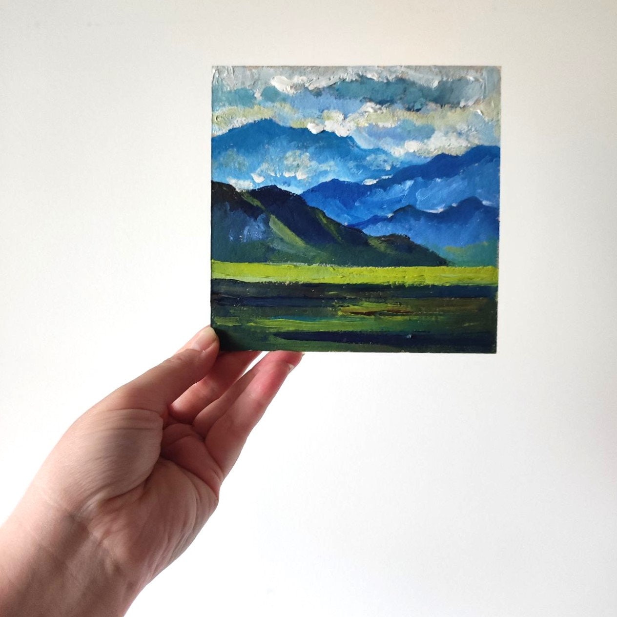 Mountains Original oil painting 6x6"
