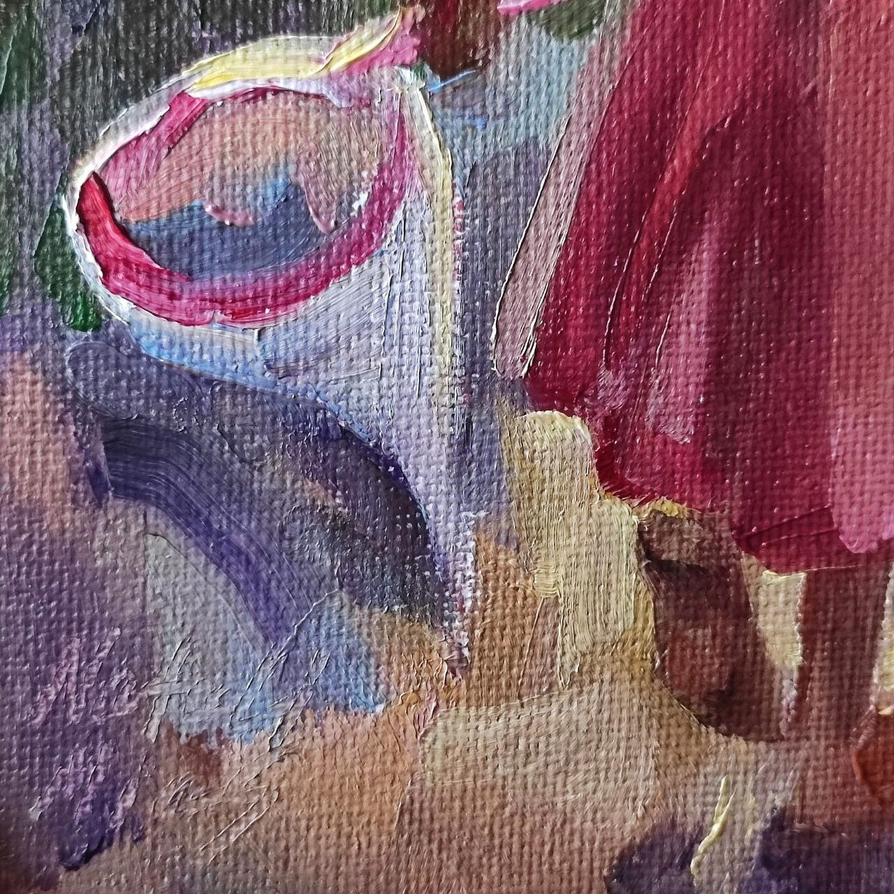 Little girl is the garden Original oil painting 5x7"
