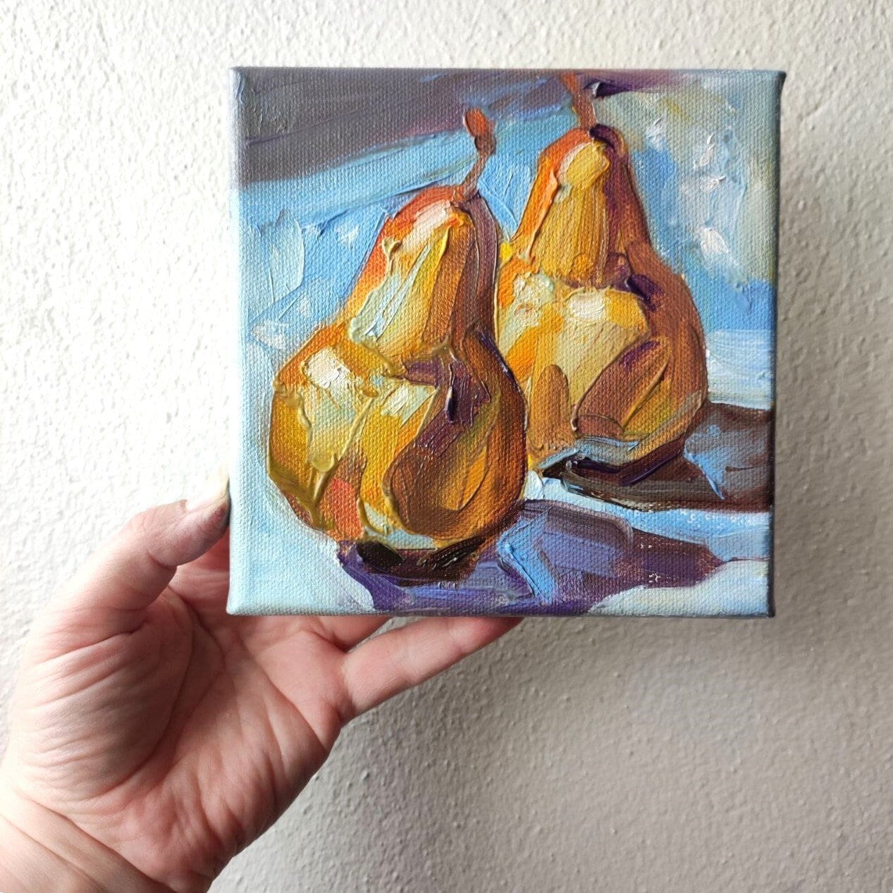 Pears original oil painting 6x6"