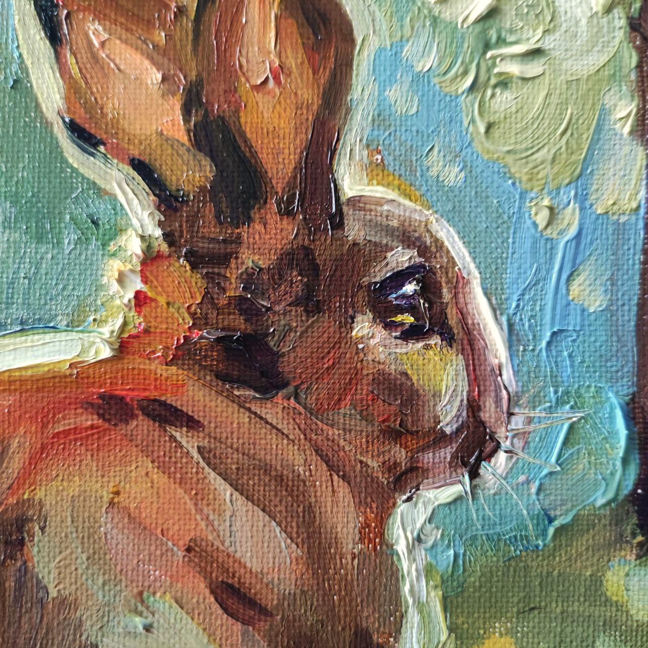 Hare Original oil painting 8x8"
