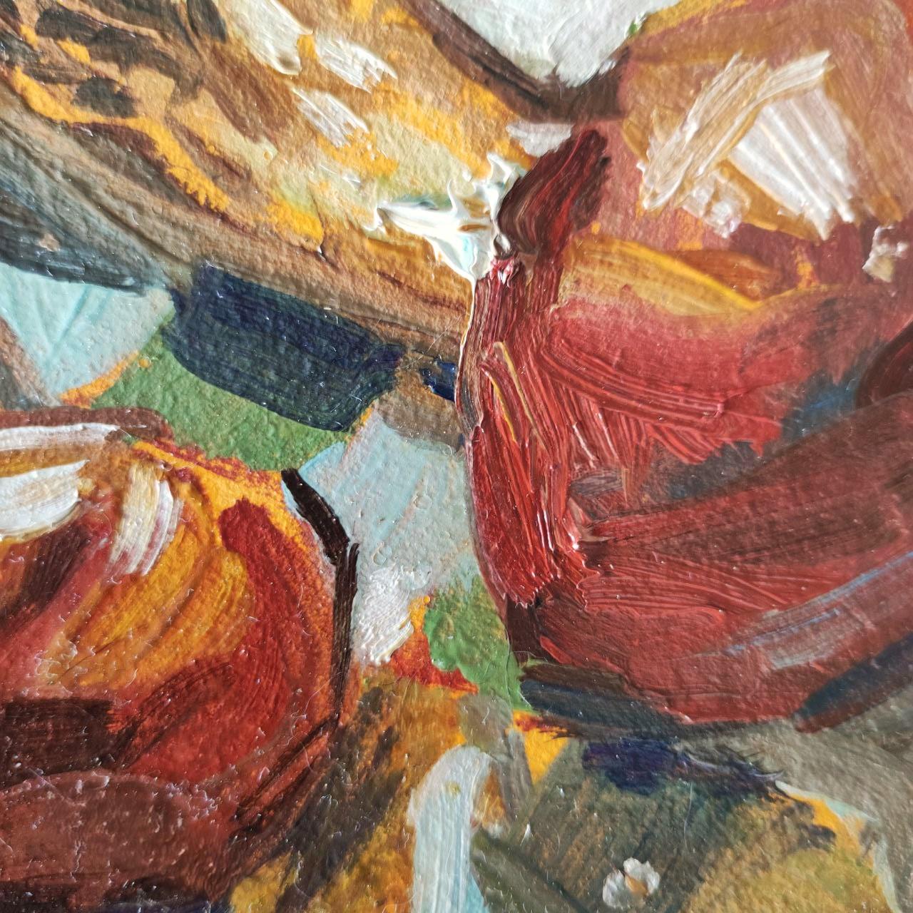 Mushrooms original oil painting 6x6"