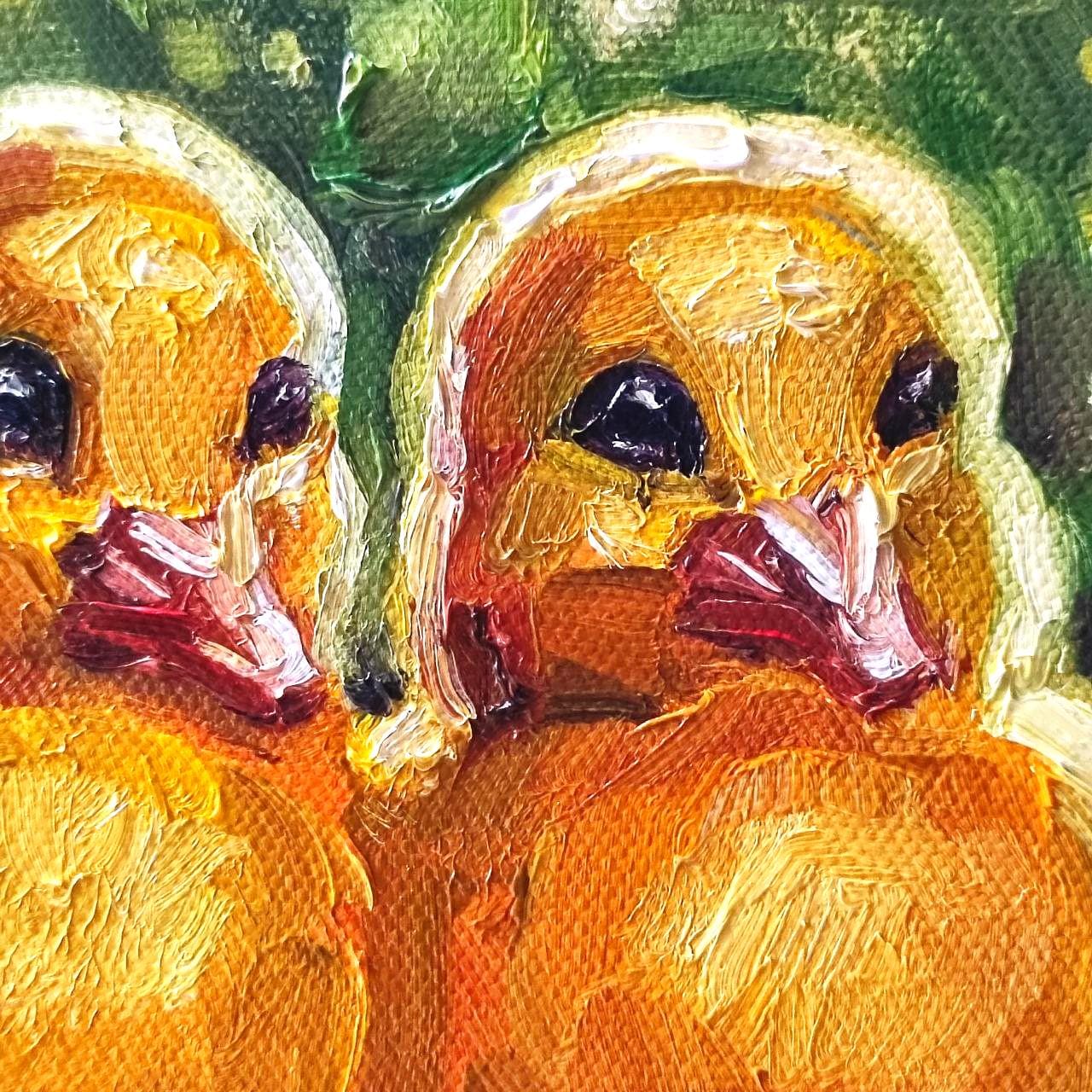 Little ducklings Original oil painting 6x6"