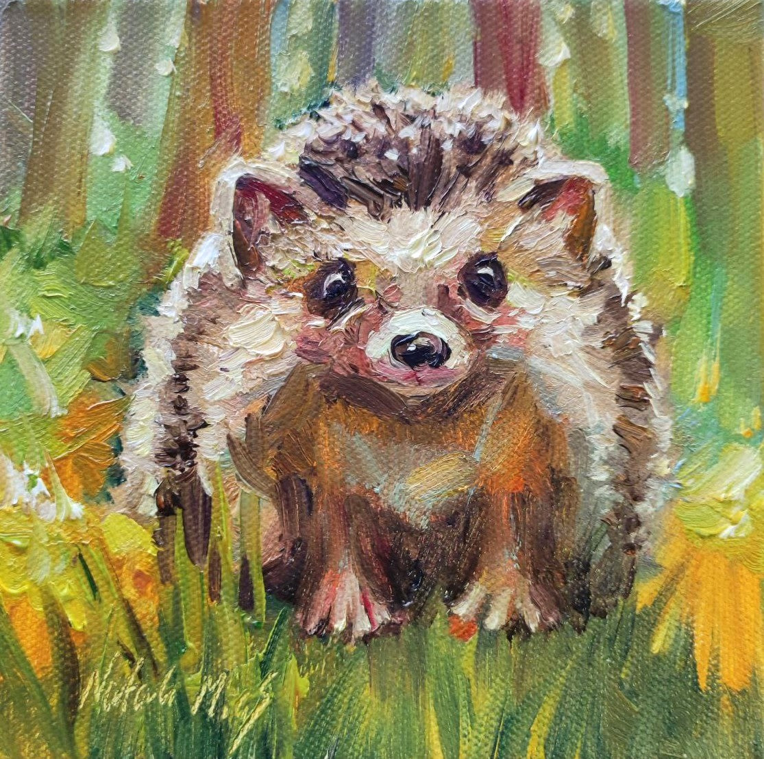 2024 Hedgehog, original painting, tiny art