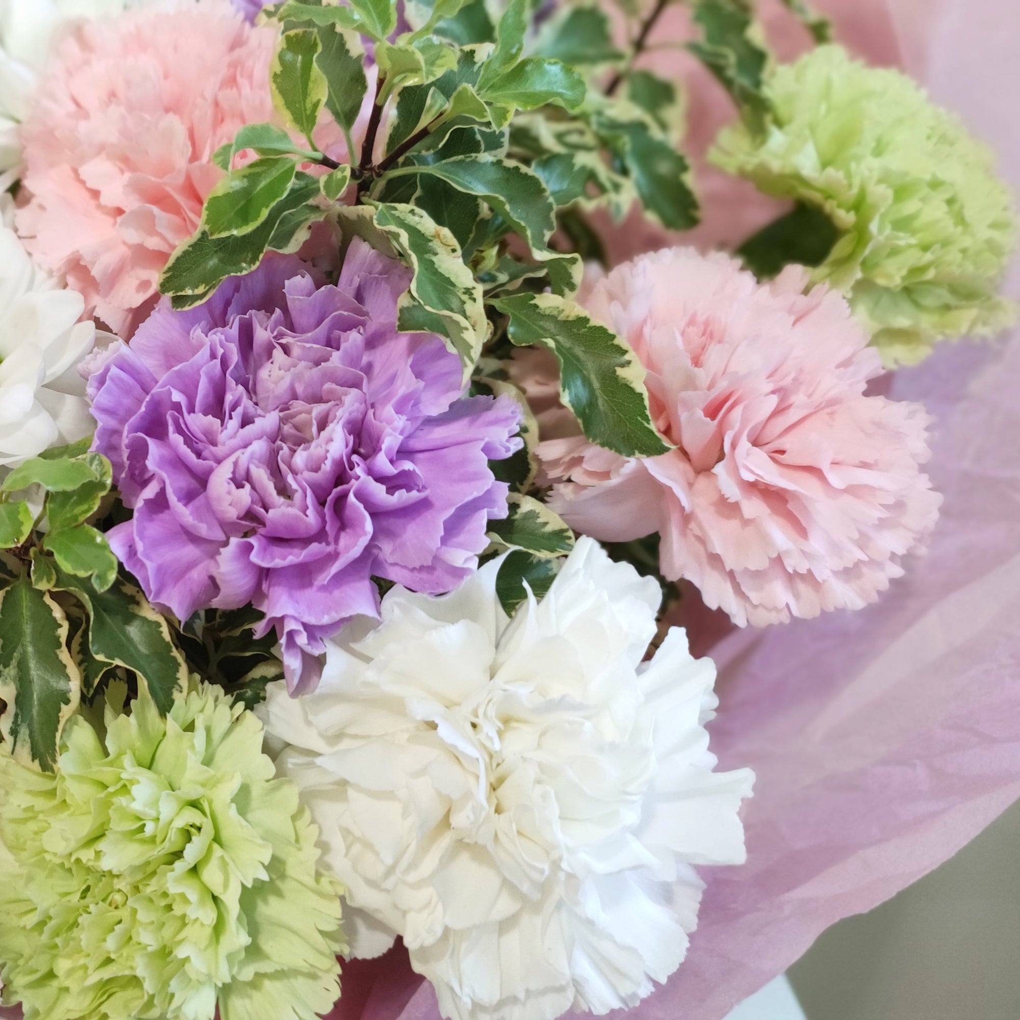 Hempeä ja värikäs neilikkakimppu | Tuoreet kukat Lahdessa, Suomessa