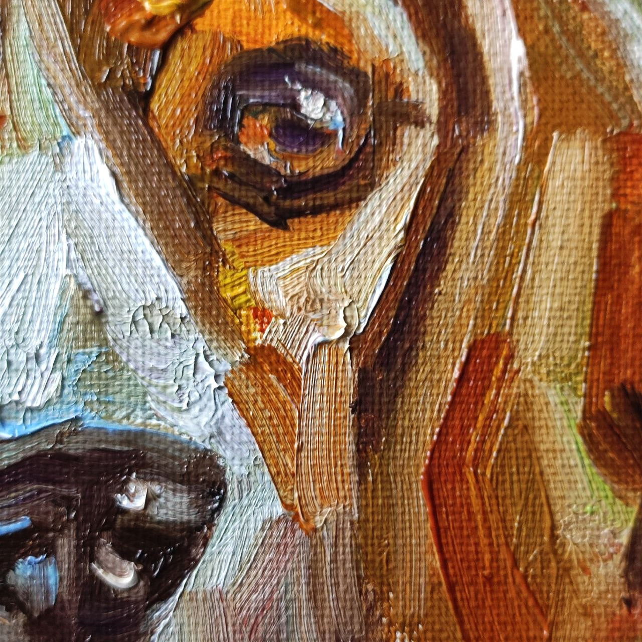 Beagle dog portrait Original oil painting 6x6''