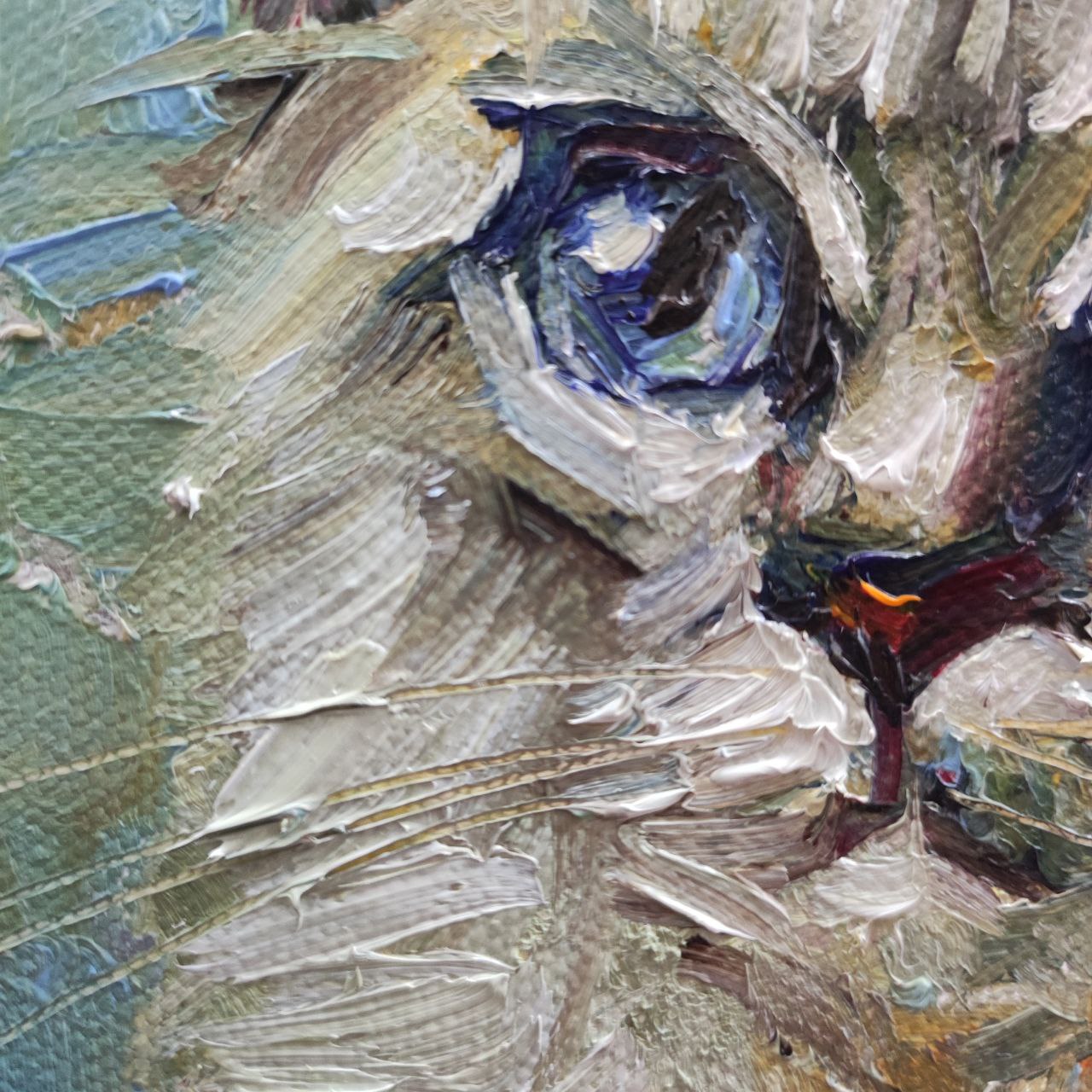 Fluffy cat portrait. Original oil painting 6 by 6". Hand Painted Small Artwork.