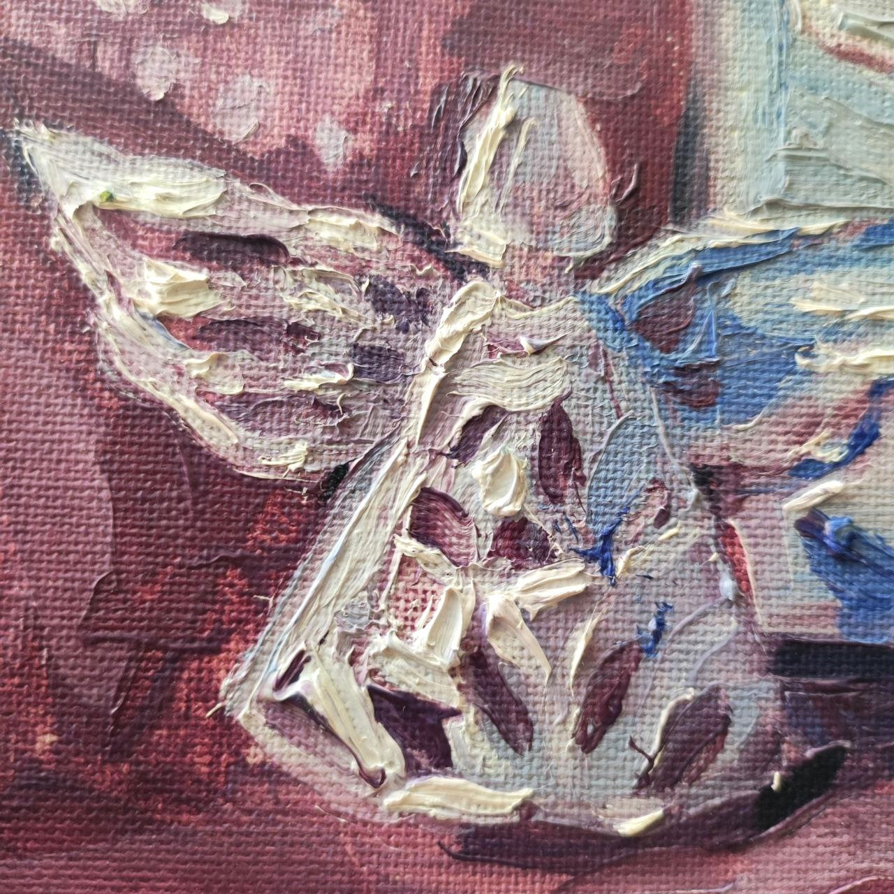 Christmas angel oil painting 6x4''. Original art. Christmas gift