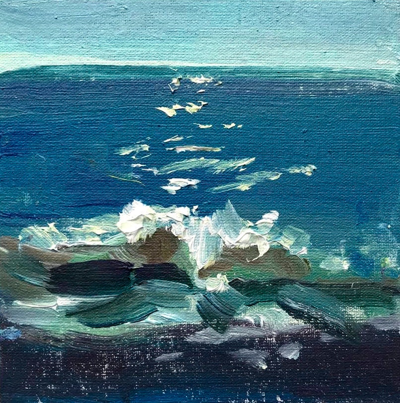 Original oil painting seascape Sea landscape Impasto seascape oceanscape wall art Summer painting Tiny oil painting Small size