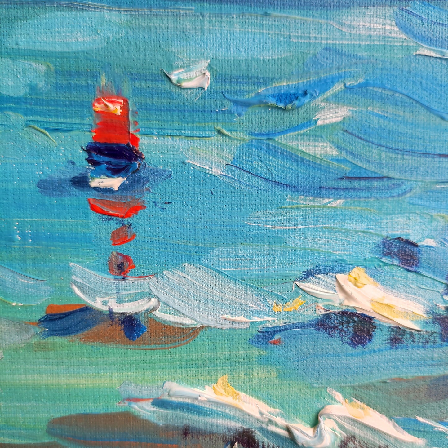 Seascape. Original oil painting 8x8 inch Summer painting on canvas board