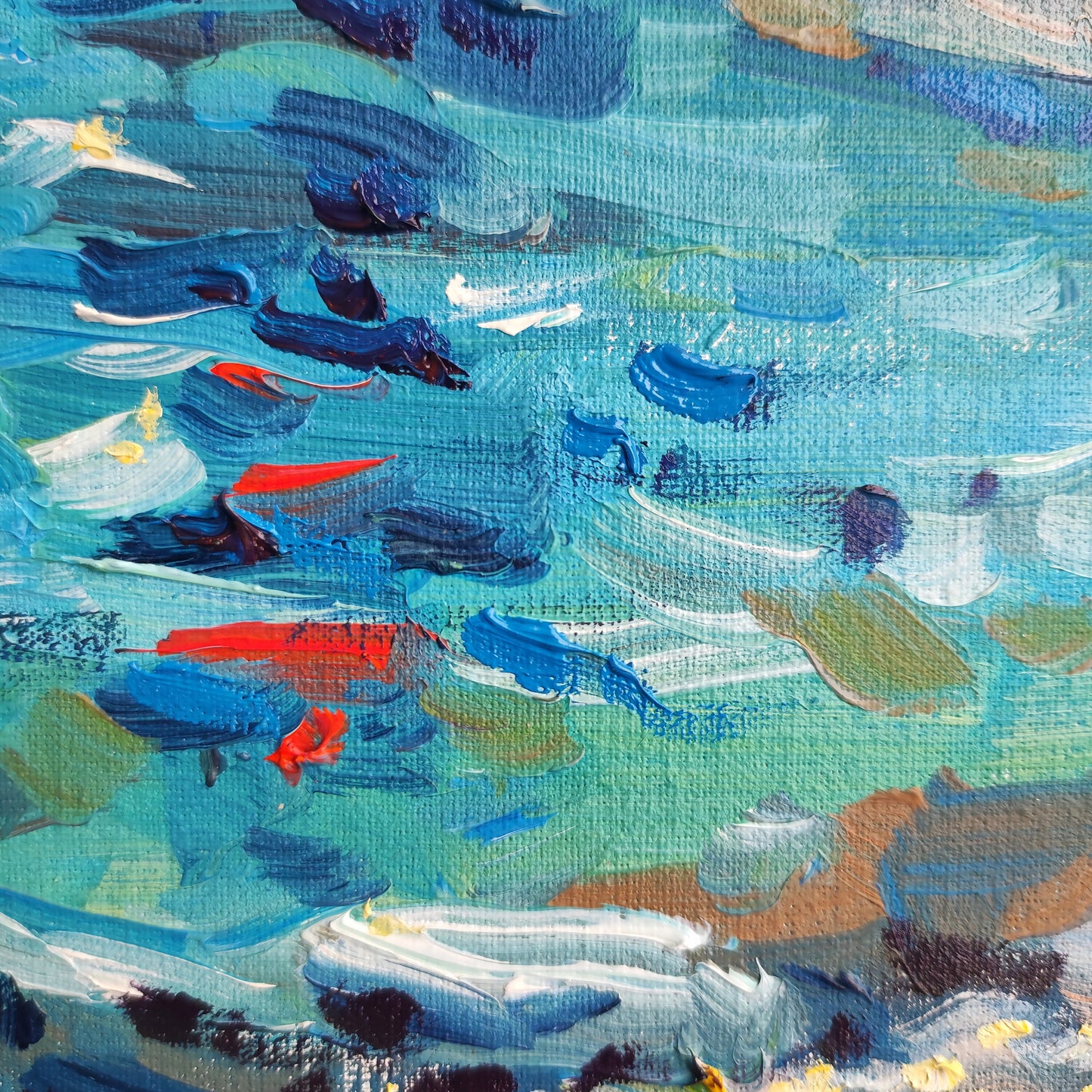 Seascape. Original oil painting 8x8 inch Summer painting on canvas board