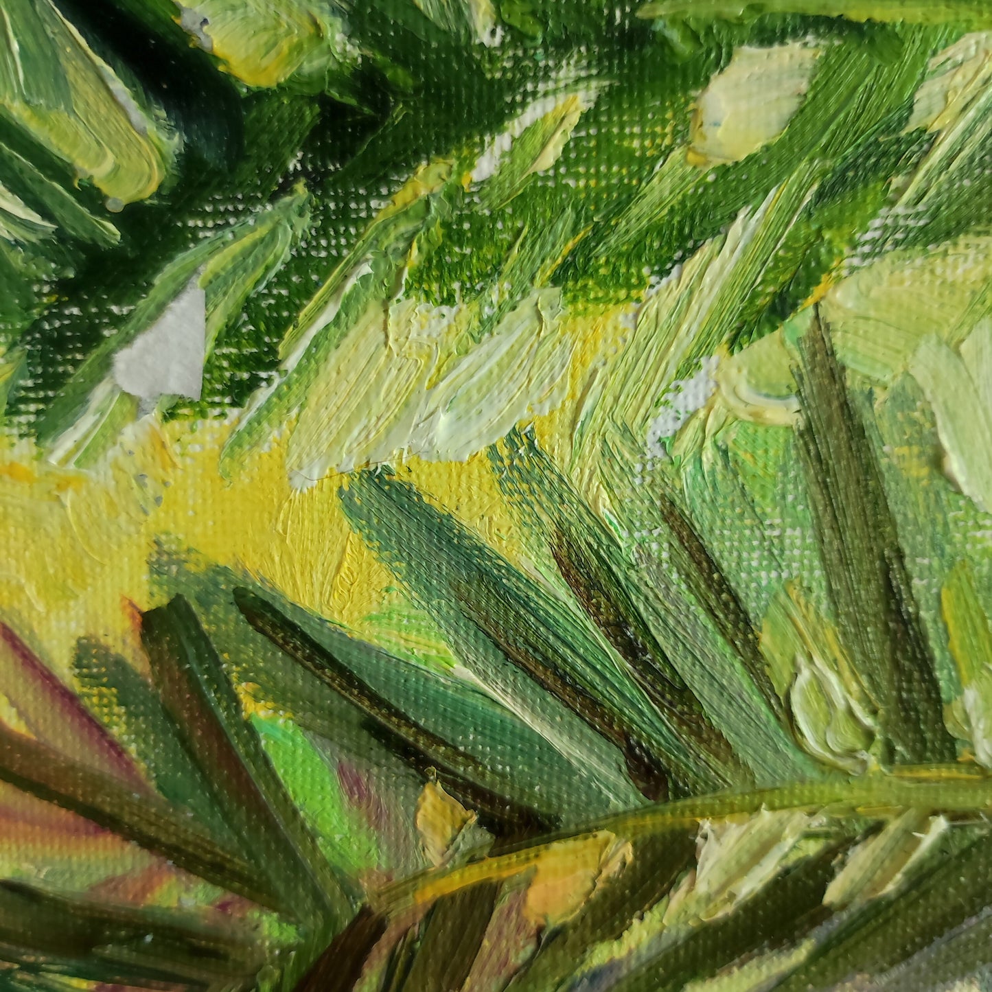 Palm tree. Original oil painting 8x8''. Summer tropic landscape.