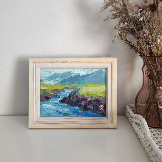 Mountain river Framed Original oil painting landscape mountain painting river wall art landscape painting Altai mountain stream painting