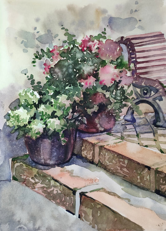 Hydrangea Original watercolor painting landscape Hydrangea painting garden painting water color painting floral painting watercolor flowers